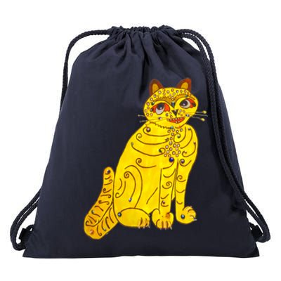 Funny Abba Yellow Cat Drawstring Bag