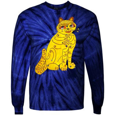 Funny Abba Yellow Cat Tie-Dye Long Sleeve Shirt