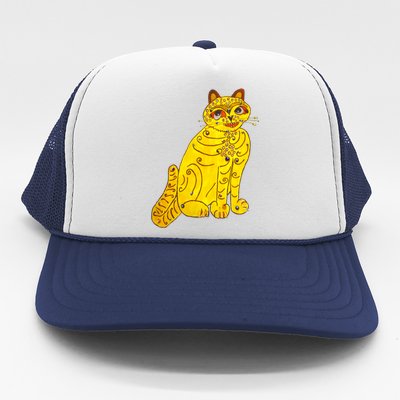 Funny Abba Yellow Cat Trucker Hat