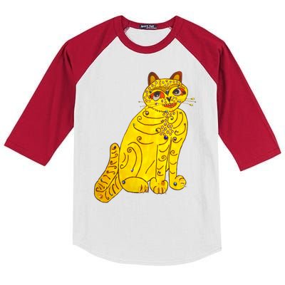 Funny Abba Yellow Cat Kids Colorblock Raglan Jersey