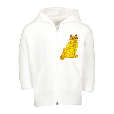 Funny Abba Yellow Cat Toddler Zip Fleece Hoodie