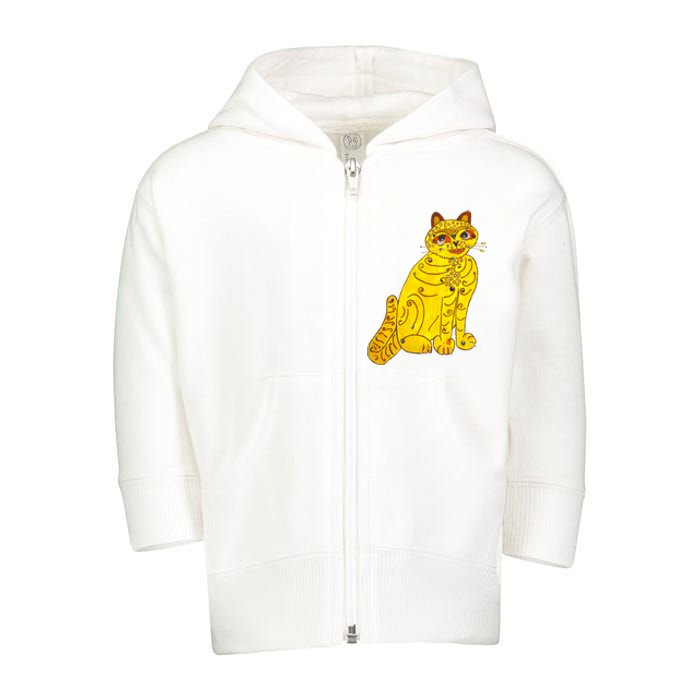 Funny Abba Yellow Cat Toddler Zip Fleece Hoodie