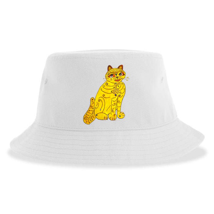 Funny Abba Yellow Cat Sustainable Bucket Hat