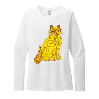 Funny Abba Yellow Cat Womens CVC Long Sleeve Shirt