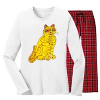 Funny Abba Yellow Cat Women's Long Sleeve Flannel Pajama Set 