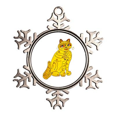 Funny Abba Yellow Cat Metallic Star Ornament