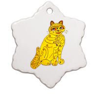 Funny Abba Yellow Cat Ceramic Star Ornament