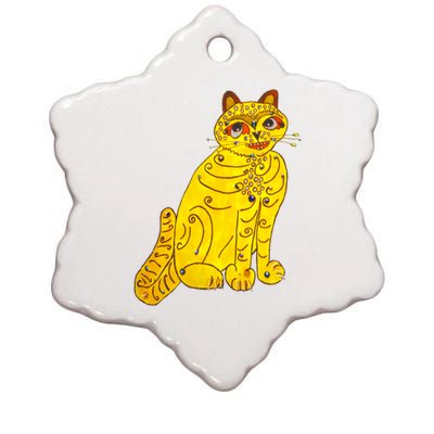 Funny Abba Yellow Cat Ceramic Star Ornament