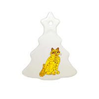 Funny Abba Yellow Cat Ceramic Tree Ornament