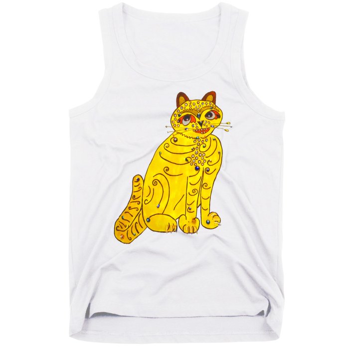 Funny Abba Yellow Cat Tank Top