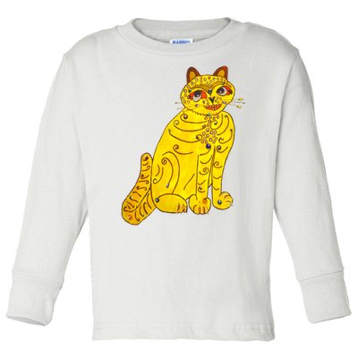 Funny Abba Yellow Cat Toddler Long Sleeve Shirt