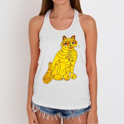 Funny Abba Yellow Cat Women's Knotted Racerback Tank