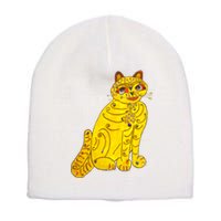 Funny Abba Yellow Cat Short Acrylic Beanie