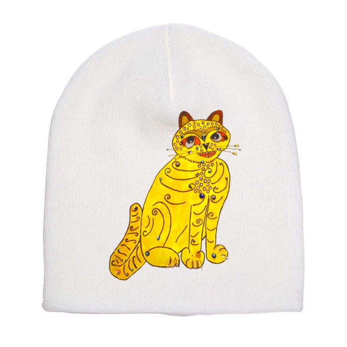 Funny Abba Yellow Cat Short Acrylic Beanie