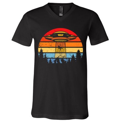Funny Alien Yeti Bigfoot UFO Plus Size V-Neck T-Shirt