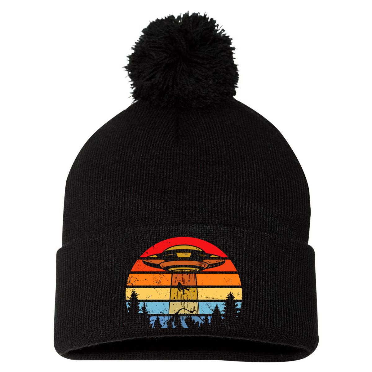 Funny Alien Yeti Bigfoot UFO Plus Size Pom Pom 12in Knit Beanie
