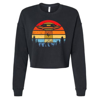 Funny Alien Yeti Bigfoot UFO Plus Size Cropped Pullover Crew
