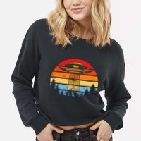 Funny Alien Yeti Bigfoot UFO Plus Size Cropped Pullover Crew