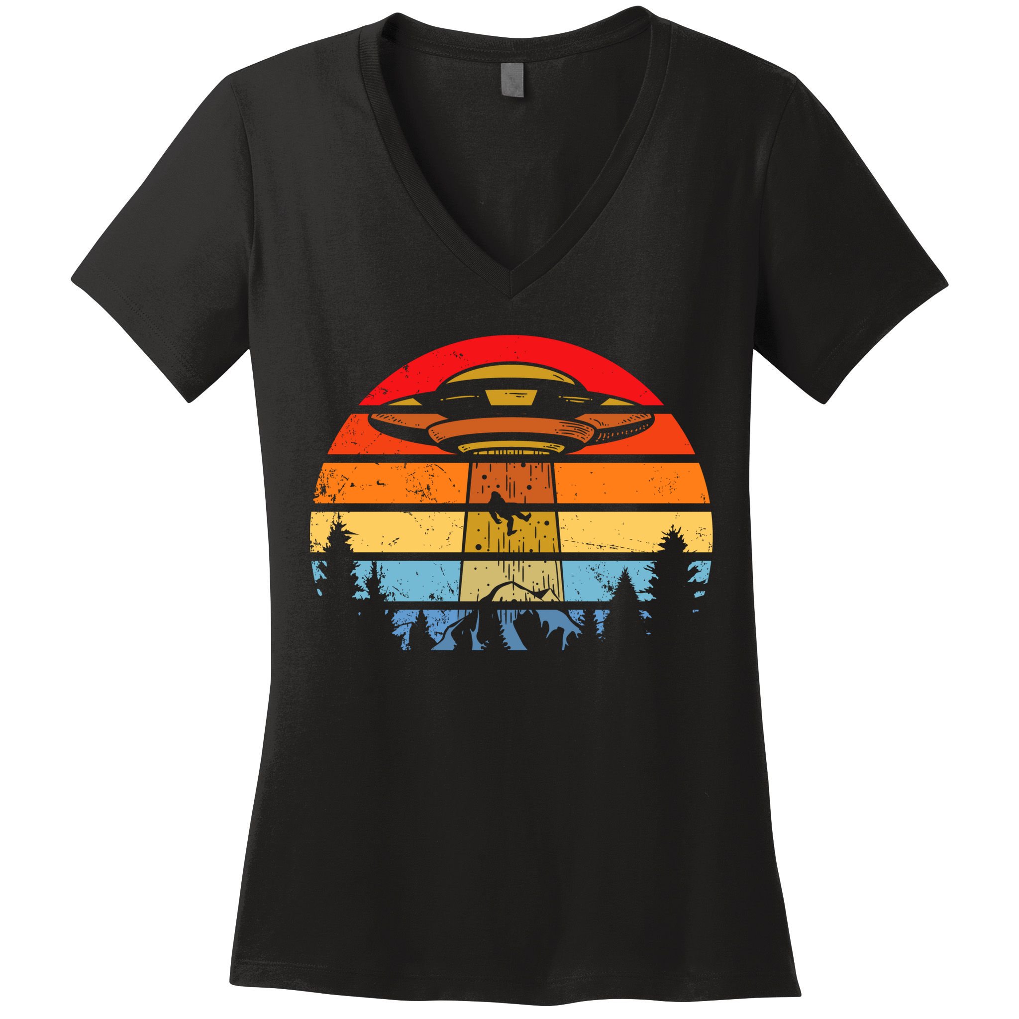 Funny Alien Yeti Bigfoot UFO Plus Size Women's V-Neck T-Shirt
