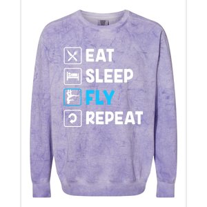 Funny Aerial Yoga Eat Sleep Fly Repeat Gift Colorblast Crewneck Sweatshirt