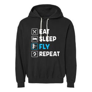 Funny Aerial Yoga Eat Sleep Fly Repeat Gift Garment-Dyed Fleece Hoodie