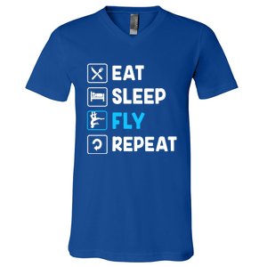 Funny Aerial Yoga Eat Sleep Fly Repeat Gift V-Neck T-Shirt