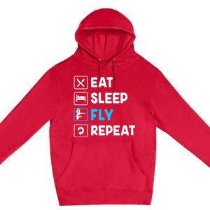 Funny Aerial Yoga Eat Sleep Fly Repeat Gift Premium Pullover Hoodie