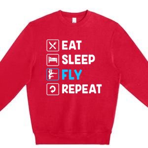 Funny Aerial Yoga Eat Sleep Fly Repeat Gift Premium Crewneck Sweatshirt