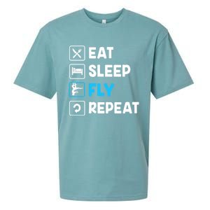 Funny Aerial Yoga Eat Sleep Fly Repeat Gift Sueded Cloud Jersey T-Shirt