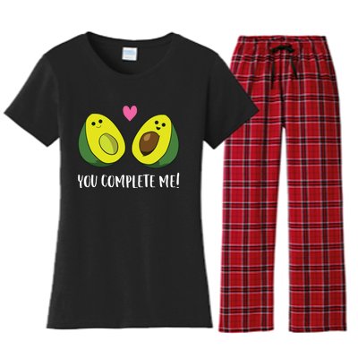 Funny Avocado You Complete Me Cute Avocado Women's Flannel Pajama Set