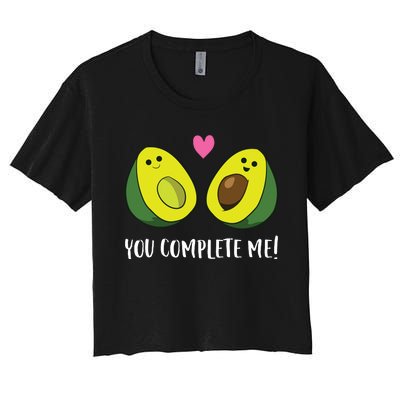 Funny Avocado You Complete Me Cute Avocado Women's Crop Top Tee