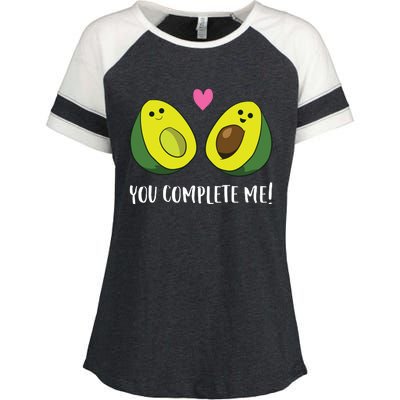 Funny Avocado You Complete Me Cute Avocado Enza Ladies Jersey Colorblock Tee