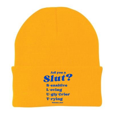 Funny Are You A Slut Sensitive Loving Trying Funny Are You A Slut Costume Knit Cap Winter Beanie