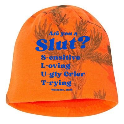 Funny Are You A Slut Sensitive Loving Trying Funny Are You A Slut Costume Kati - Camo Knit Beanie