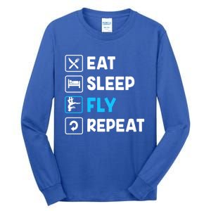 Funny Aerial Yoga Eat Sleep Fly Repeat Gift Tall Long Sleeve T-Shirt