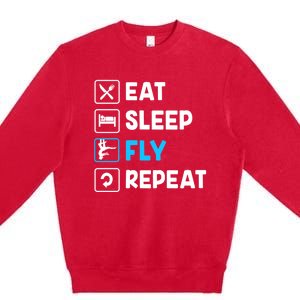 Funny Aerial Yoga Eat Sleep Fly Repeat Gift Premium Crewneck Sweatshirt