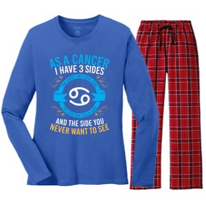 Funny Astrology Zodiac Sign Cancer Gift Women's Long Sleeve Flannel Pajama Set 