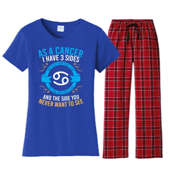 Funny Astrology Zodiac Sign Cancer Gift Women's Flannel Pajama Set