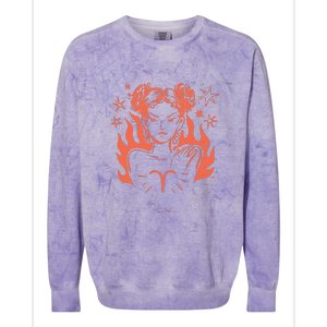 Female Aries Zodiac Colorblast Crewneck Sweatshirt