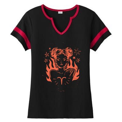 Female Aries Zodiac Ladies Halftime Notch Neck Tee