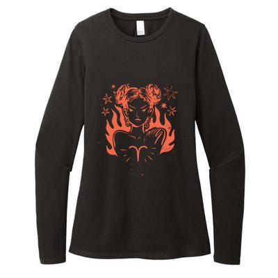 Female Aries Zodiac Womens CVC Long Sleeve Shirt