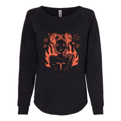 Female Aries Zodiac Womens California Wash Sweatshirt