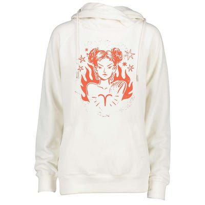 Female Aries Zodiac Womens Funnel Neck Pullover Hood