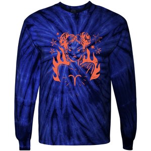 Female Aries Zodiac Tie-Dye Long Sleeve Shirt