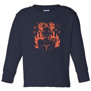 Female Aries Zodiac Toddler Long Sleeve Shirt