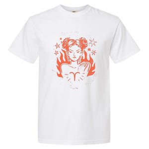 Female Aries Zodiac Garment-Dyed Heavyweight T-Shirt