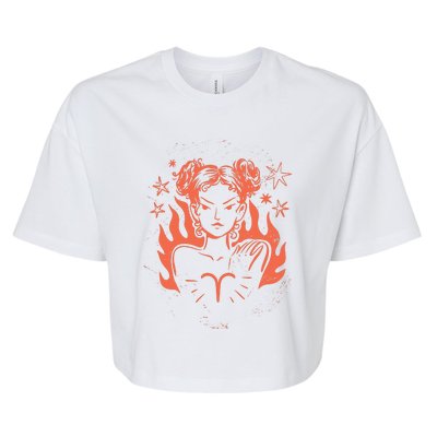 Female Aries Zodiac Bella+Canvas Jersey Crop Tee