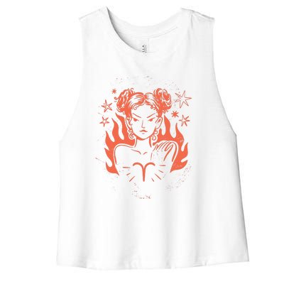 Female Aries Zodiac Women's Racerback Cropped Tank