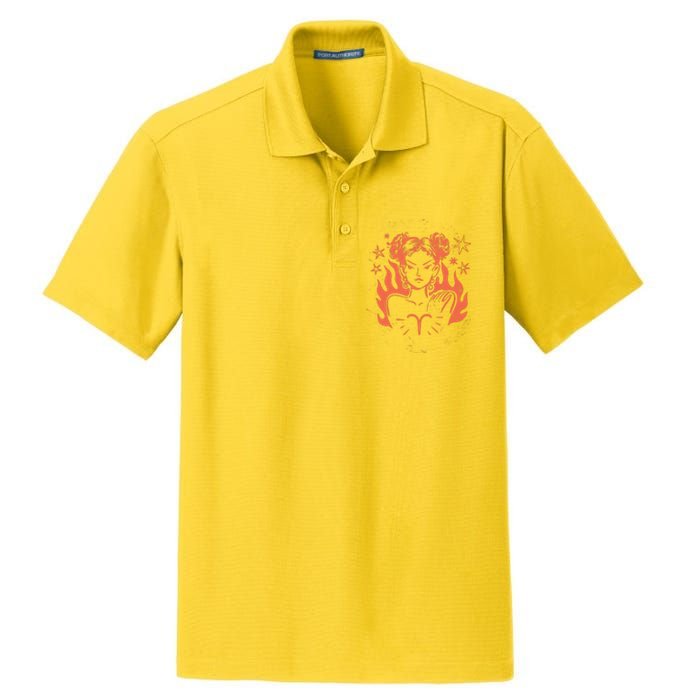 Female Aries Zodiac Dry Zone Grid Polo