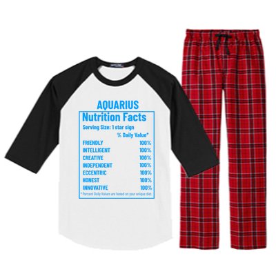 Funny Aquarius Zodiac Sign Nutrition Facts Quariuses Gift Raglan Sleeve Pajama Set